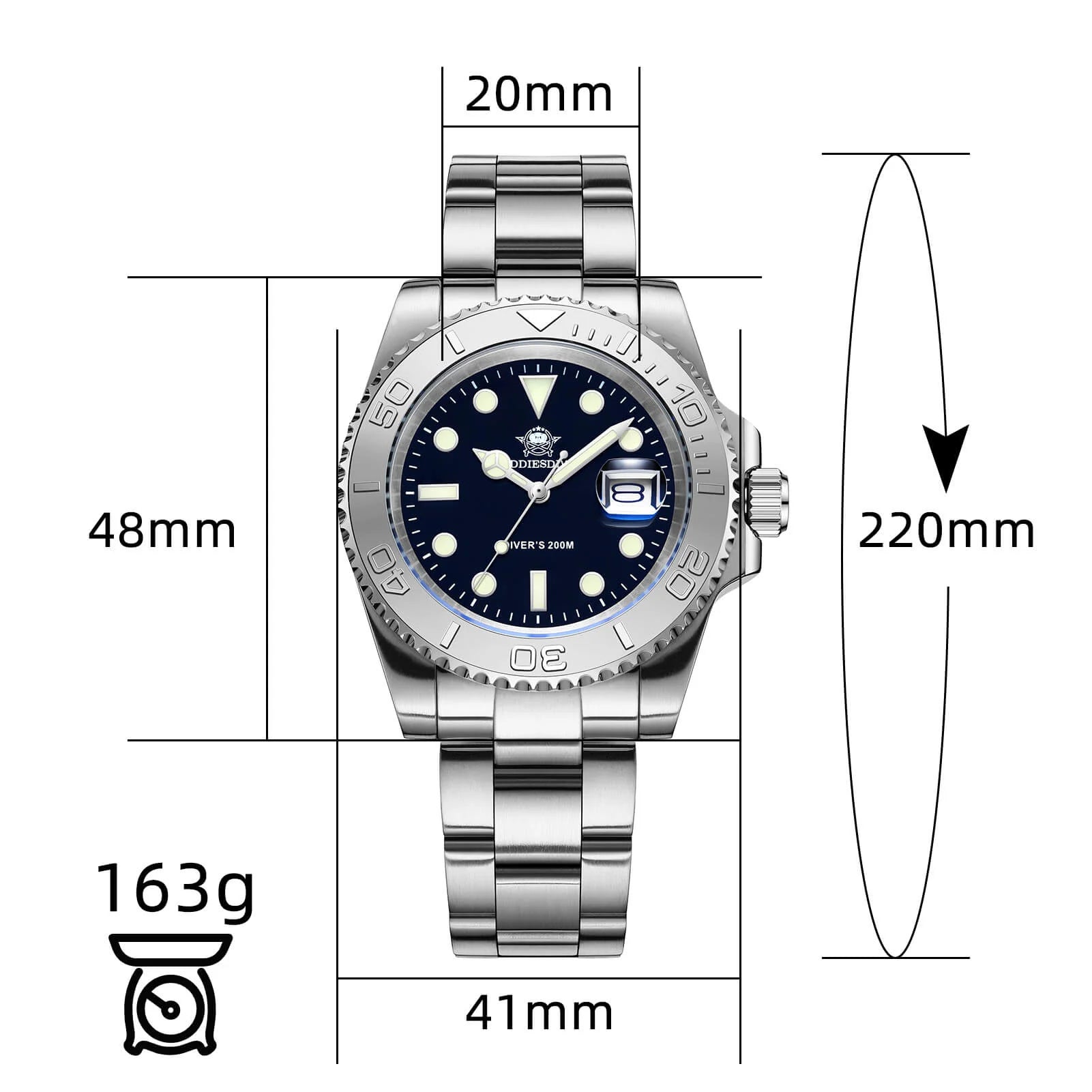 relogio-masculino-addiesdive-aço-luxo-quartzo-blue-reef